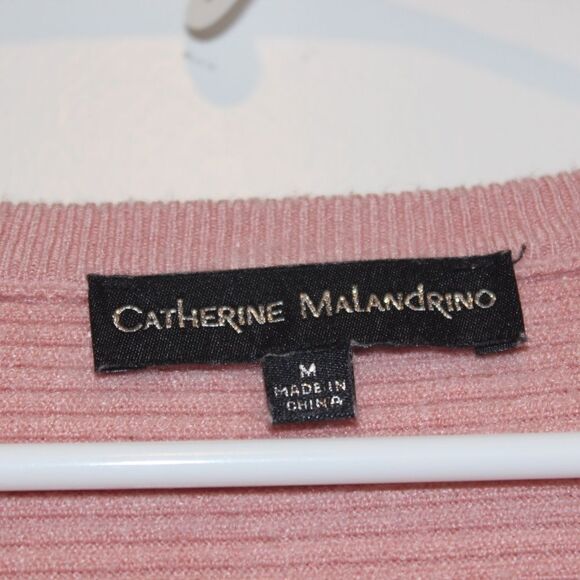 Catherine Malandrino D Colman Sleeves RibbePink V Neck sweater women size medium - Picture 5 of 10